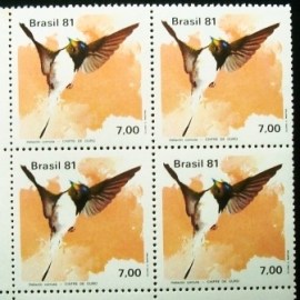 Quadra de selos do Brasil de 1981 Chifre de ouro M GC