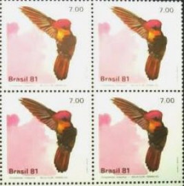 Quadra de selos do Brasil de 1981 Beija-flor Vermelho