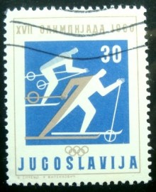 Selo postal da Yuguslávia de 1962 Skiing