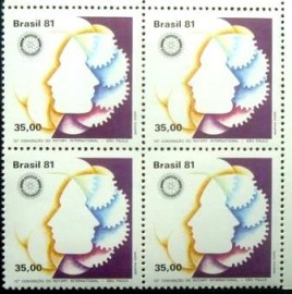 Quadra de selos do Brasil de 1981 ROTARY / Perfis