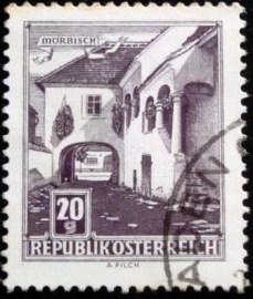 Selo postal da Áustria de 1961 Farmhouse Mörbisch