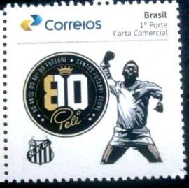 Selo postal do Brasil de 2020 Pelé 80 Anos