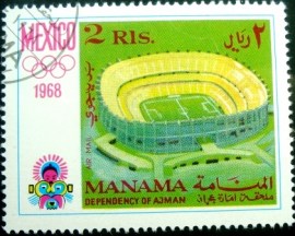 Selo postal do emirado de Manama de 1968 Olympic Stadium