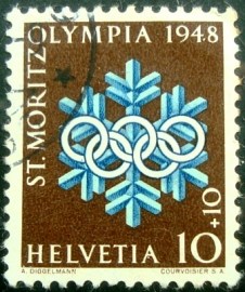 Selo postal da Suiça de 1948 Olympic Games St. Moritz