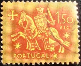 Selo postal de Portugal de 1953 Rei Diniz 1$50