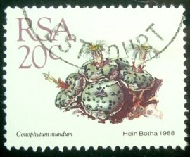 Selo postal da África do Sul de 1988 Conophytum mundum