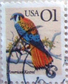 Selo postal dos Estados Unidos de 1991 American Kestrel