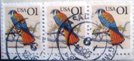 Tira de selos dos Estados Unidos de 1991 American Kestrel