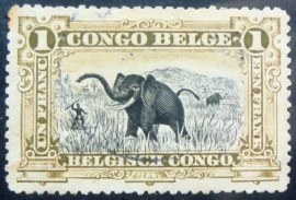 Selo postal do COngo Belga de 1915 African Elephant
