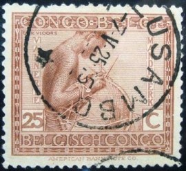 Selo postal do Congo Belga de 1923 Basketmaking indigenous