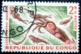Selo postal da Rep. Popular do Congo de 1964 Oceanic Squid