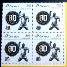 Quadra de selos postais do Brasil de 2020 Pelé 80 Anos