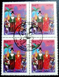 Quadra de selos postais de 1991 Bonecos de Olinda MCC