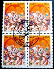 Quadra de selos postais do Brasil de 1991 Escola de Samba MCC