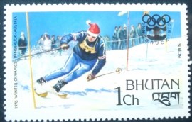 Selo postal do Buthão de 1976 Slalom