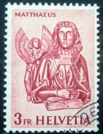 Selo postal da Suíça de 1961 Matthew with the angel