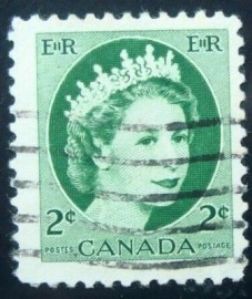 Selo postal do Canadá de 1954 Queen Elizabeth II 2¢