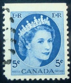 Selo postal do Canadá de 1954 Queen Elizabeth II 5c