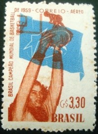 Selo postal aéreo do Brasil de 1959 Brasil Campeão Mundial de Basketball