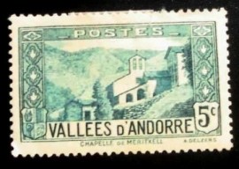 Selo postal da Andorra Francesa de 1932 Church of Meritxell 5