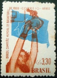 Selo postal aéreo do Brasil de 1959 Brasil Campeão Mundial de Basketball - A 87 N