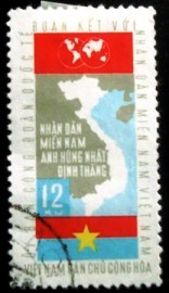 Selo postal do Vietnã de 1964 Map of Vietnam