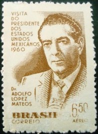 Selo postal do Brasil de 1960 Dr. Adolfo Mateos - A 90 N