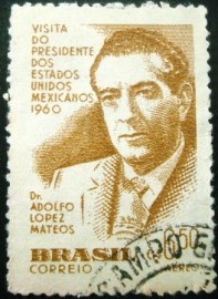 Selo postal do Brasil de 1960 Dr. Adolfo Mateos - A 90 U