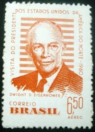 Selo postal do Brasil de 1960 Presidente Eisenhower - A 91 N