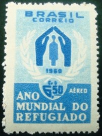 Selo postal do Brasil de 1960 Ano do Refugiado