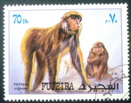 Selo postal de Fujeira de 1972 Monkeys