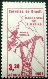 Selo postal do Brasil de 1961 Barragem Três Marias