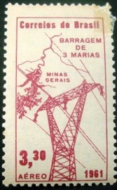 Selo postal do Brasil de 1961 Barragem Três Marias - A 103 N