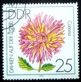 Selo postal da Alemanha Oriental de 1979 Deer Antler Dahlia 