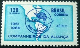 Selo postal do Brasil de 1966 Aliança para o Progresso