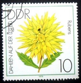Selo postal da Alemanha Oriental de 1979 Semi-Cactus Dahlia