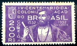 Selo postal do Brasil de 1932 4º Centenário da Colonização 200rs