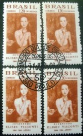 Quadra de selos aéreos do Brasil de 1966 Eliseu Visconti