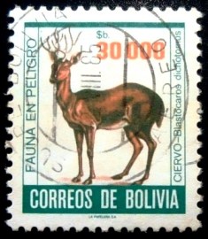 Selo postal da Bolívia de 1985 Marsh Deer