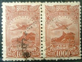 Par de selos postais AÉREO do Brasil de 1929 - A 21 U