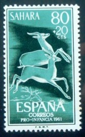 Selo postal do Sahara Espanhol de 1961 Dorcas Gazelle 80+20