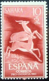 Selo postal do Sahara Espanhol de 1961 Dorcas Gazelle 10+5