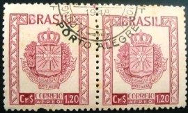 Par de selos postais AÉREOS do Brasil emitidos em 1948 - A 70 MCC
