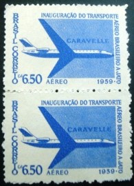 Par de selos postais AÉREOS do Brasil emitidos em 1956 - A 89 N