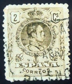 Selo postal da Espanha de 1909 King Alfonso XIII 2c