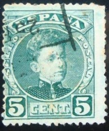 Selo postal da Espanha de 1901 King Alfonso XIII 5c