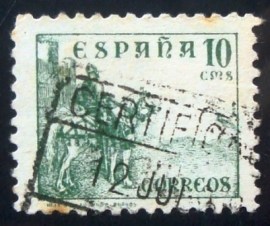 Selo postal da Espanha de 1937 El Cid 10 cms I
