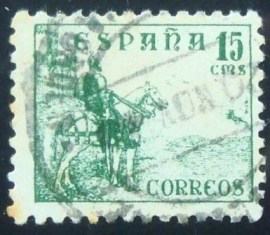 Selo postal da Espanha de 1940 El Cid 15 cms III