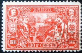 Selo postal do Brasil de 1908 Abertura dos Portos