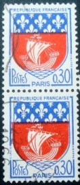 Par vertical de selos postais da França de 1965 Paris V